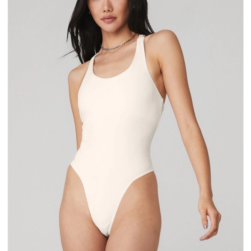 ALO Yoga IVORY Sleek Back Bodysuit - (used/worn) - Size Small